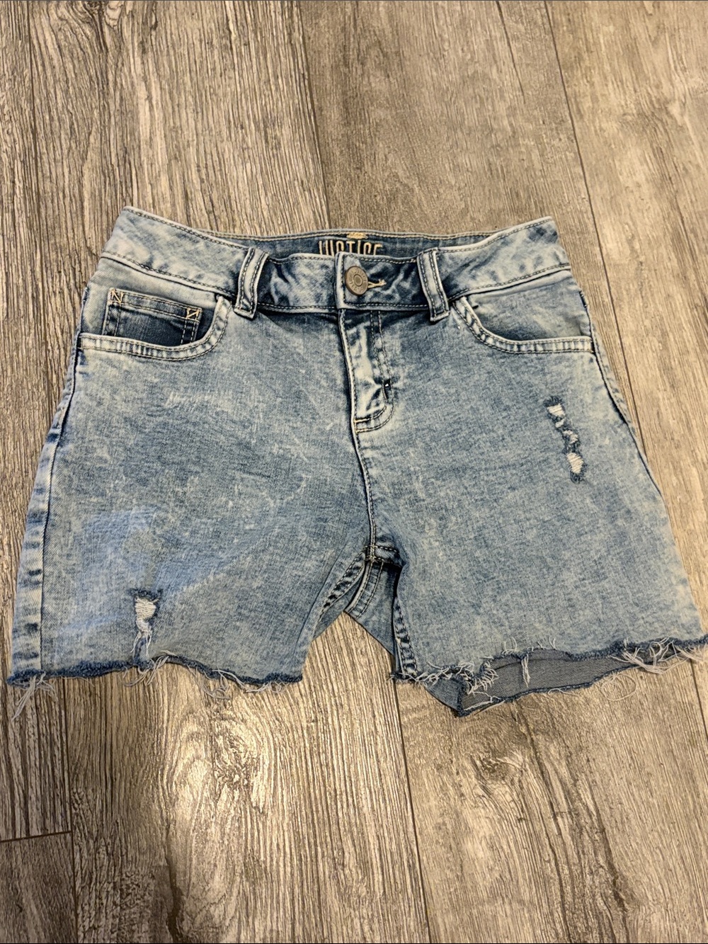 Girls Justice Light Wash Distressed Denim Shorts